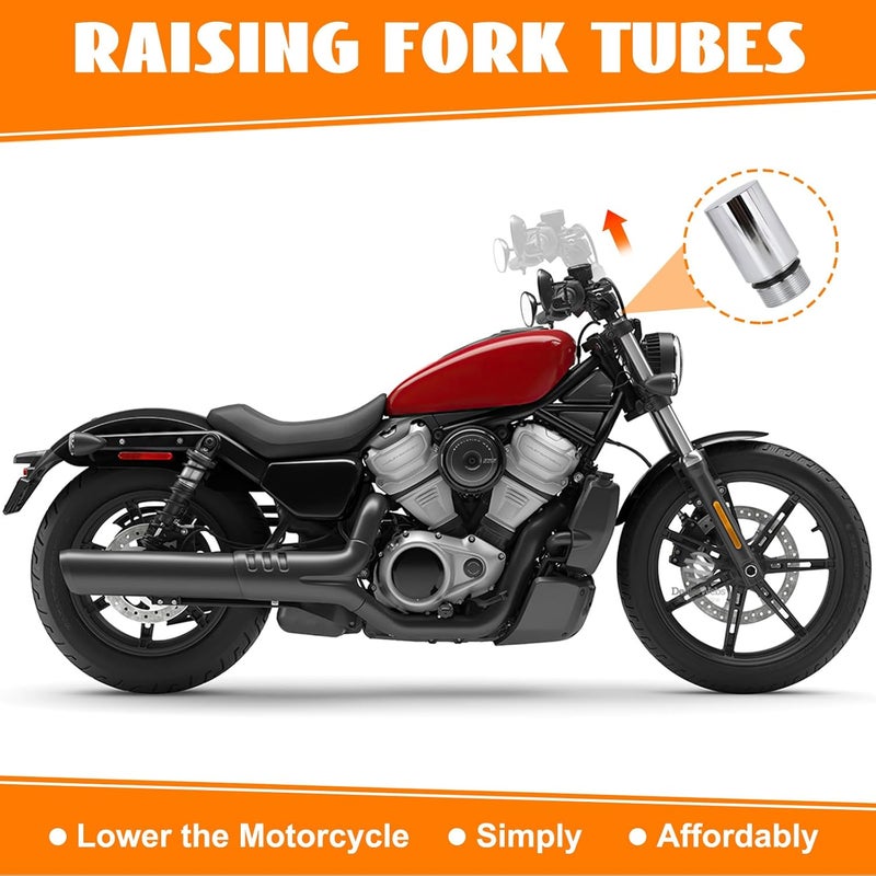 Eumti 39mm Fork Tube 2" Extension Kit Chrome Compatible With Harley Sportster 883 1200 XL Dyna Glide ＆ FXR - Image 5